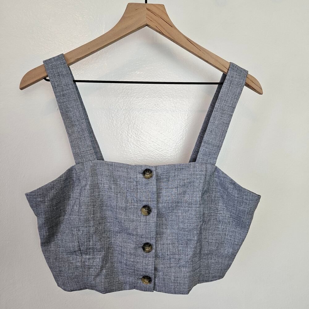 Banana Republic Factory Button Cropped Tank 10 Grey